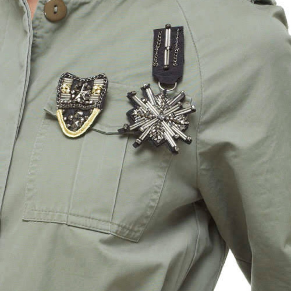 Khaki Green Belted Military Jacket  Trench - Picture 4 of 6